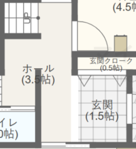 初期の玄関とホールの間取り